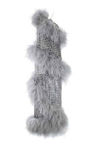 Maxi Dress with Spiral Feathers - Santa Brands - Modalova