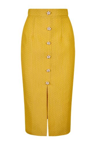 Nº04 Midi skirt with flower jewel buttons - ANCOST - Modalova
