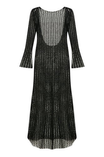 Riona Open-Back Crochet Long Dress in Black - Nazli Ceren - Modalova