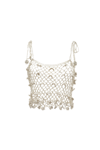 Metallic Handmade Crochet Top - ANDREEVA - Modalova