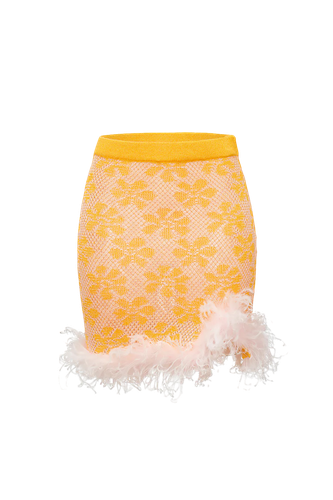 Mini Knit Skirt with feather details - ANDREEVA - Modalova