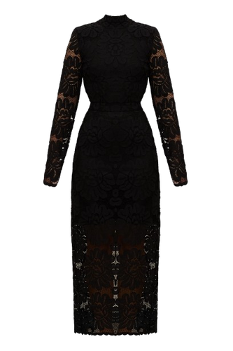 ELENA black floral lace midi dress with open back - UNDRESS - Modalova