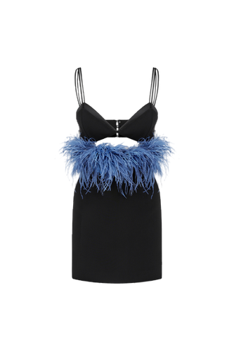 Chara- Double Strap Mini Dress With Feather Embellisment - ILA - Modalova