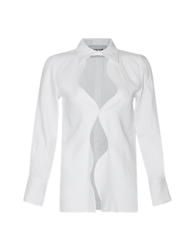 KATNISS White Linen Wavy Collared Shirt - MAET - Modalova
