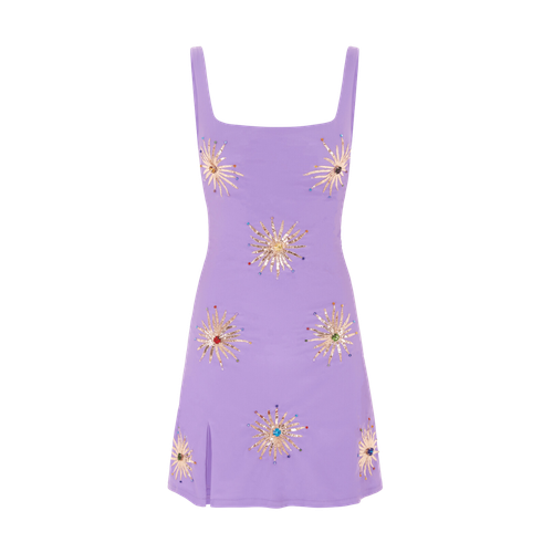 Iris Crystal Hand Embroidered Lilac Party Dress - Oceanus Swimwear - Modalova