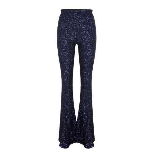 Maisy Sequin Flared Trousers in Midnight Blue - Nazli Ceren - Modalova