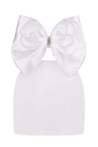 Mini dress with a bow - Total White - Modalova