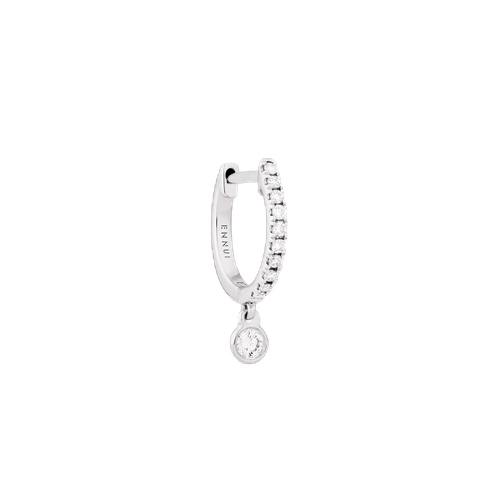 DIAMOND PENDANT HOOP - WHITE DIAMOND & PLAIN WHITE GOLD - 11mm | Women's Earrings - ENNUI - Modalova