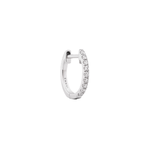 HOOP WHITE DIAMOND & PLAIN WHITE GOLD - 10MM | Women's Earrings - ENNUI - Modalova