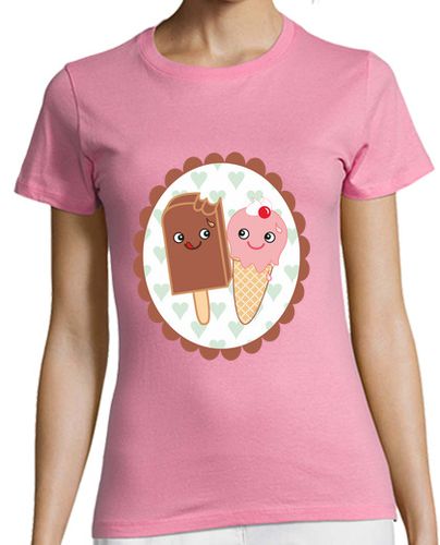 Camiseta Mujer Manga Corta Camiseta rosa Helados enamorados kawaii laTostadora - latostadora.com - Modalova