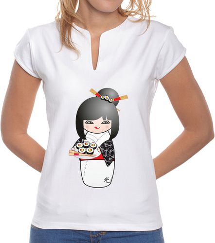 Camiseta mujer Camiseta cuello mao Kokeshi Sushi - latostadora.com - Modalova
