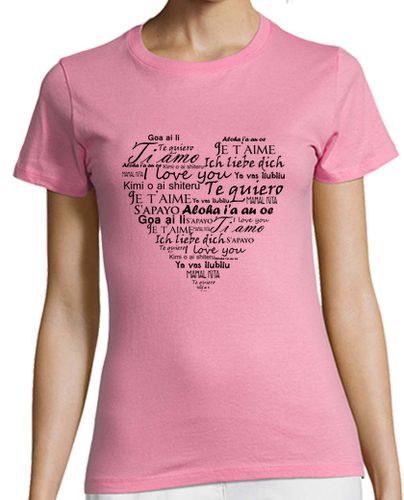 Camiseta mujer Camiseta rosa Te quiero en varios idiomas - latostadora.com - Modalova
