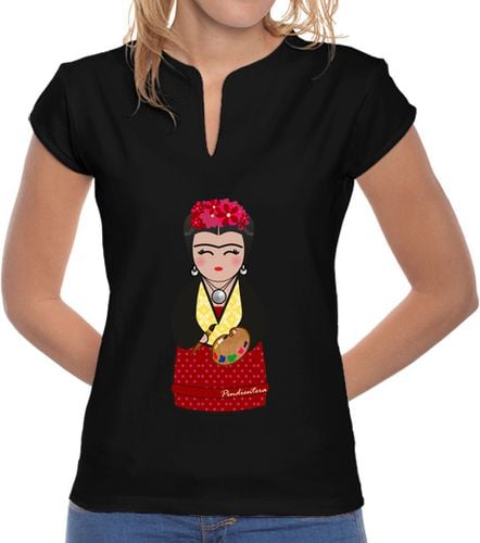 Camiseta Mujer Cuello Mao Camiseta cuello mao Kokeshi Frida Kahlo III laTostadora - latostadora.com - Modalova