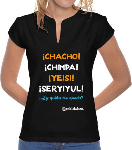 Camiseta mujer LOLASO CHACHO CHIMPA Chica cuello molón negra - latostadora.com - Modalova