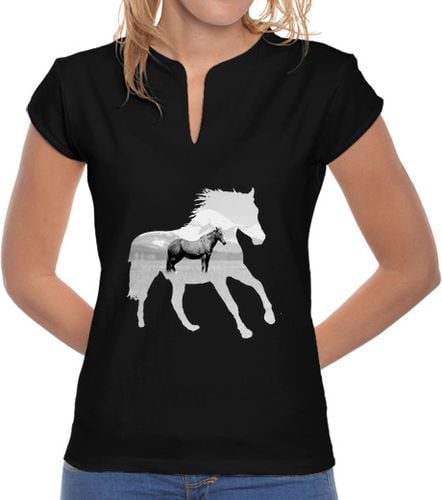 Camiseta Mujer Cuello Mao Caballo tranquilo - Camiseta chica laTostadora - latostadora.com - Modalova