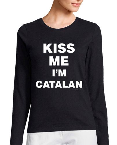 Camiseta Mujer Manga Larga Kiss me I am Catalan laTostadora - latostadora.com - Modalova