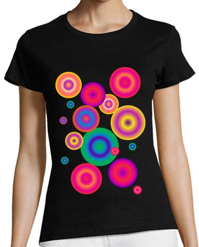Camiseta mujer circulos sobre negro - latostadora.com - Modalova