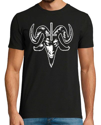 Camiseta Satánico Cabra Cabeza con Cruz (blanco - latostadora.com - Modalova