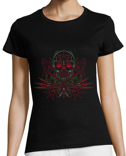 Camiseta Mujer Manga Corta pinstriping calavera mexico laTostadora - latostadora.com - Modalova