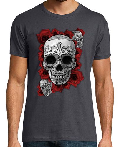 Camiseta Hombre Manga Corta Calavera Mexicana n roses !!! laTostadora - latostadora.com - Modalova