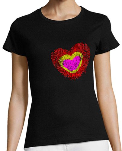 Camiseta mujer Corazón Tricolor Huella Dactilar - latostadora.com - Modalova