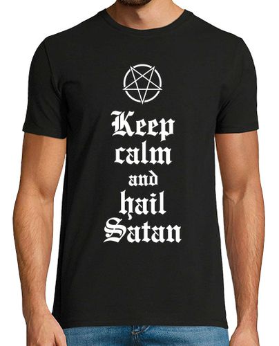 Camiseta Keep calm and hail Satan V.2 (blanco) laTostadora - latostadora.com - Modalova