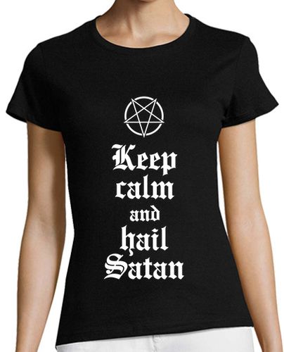 Camiseta mujer Keep calm and hail Satan V.2 (blanco) - latostadora.com - Modalova