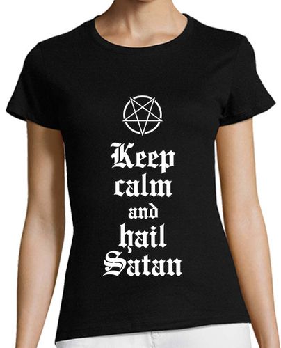 Camiseta mujer Keep calm and hail Satan V.2 (blanco) laTostadora - latostadora.com - Modalova