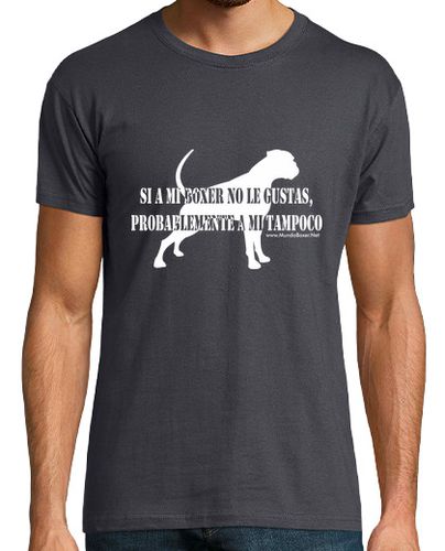 Camiseta Hombre Manga Corta Si a mi Boxer no le gustas - blanco laTostadora - latostadora.com - Modalova