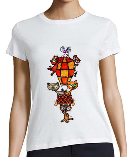 Camiseta mujer gatos en globo - latostadora.com - Modalova