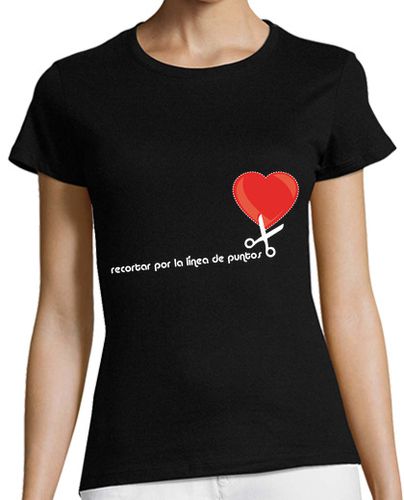 Camiseta Mujer Manga Corta Corazón - recortar por la línea de puntos laTostadora - latostadora.com - Modalova