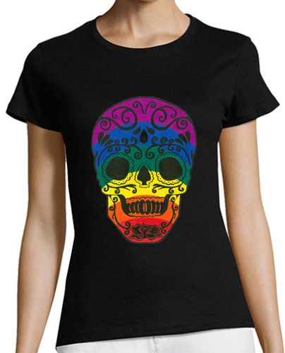 Camiseta mujer cráneo del azúcar del arco iris - latostadora.com - Modalova