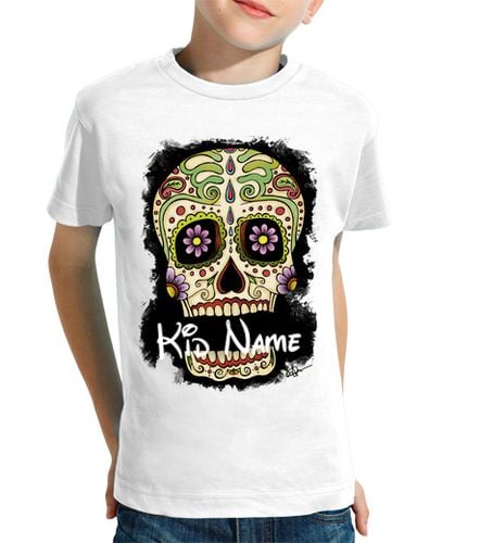 Camiseta Niño Manga Corta TU NOMBRE Calavera Mexicana !!! laTostadora - latostadora.com - Modalova