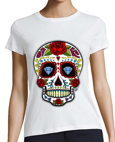 Camiseta mujer Calavera Mexicana Diamantes !!! - latostadora.com - Modalova