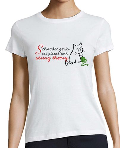 Camiseta mujer Schrödinger's cat played with string theory - latostadora.com - Modalova