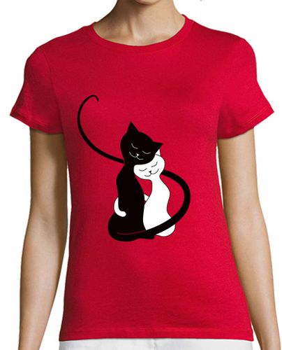 Camiseta mujer lindos abrazos gatos blancos y negros en lov - latostadora.com - Modalova