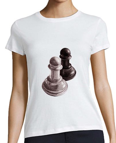 Camiseta Mujer Manga Corta peones de ajedrez en blanco y negro de la camiseta laTostadora - latostadora.com - Modalova