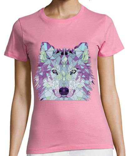 Camiseta mujer lobo low poly morado - latostadora.com - Modalova