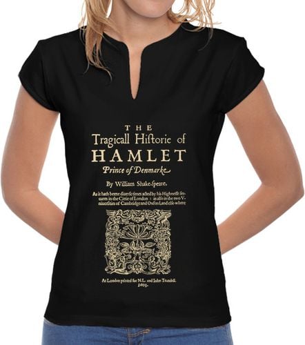 Camiseta Mujer Cuello Mao Shakespeare, Hamlet 1603 prendas oscuras laTostadora - latostadora.com - Modalova