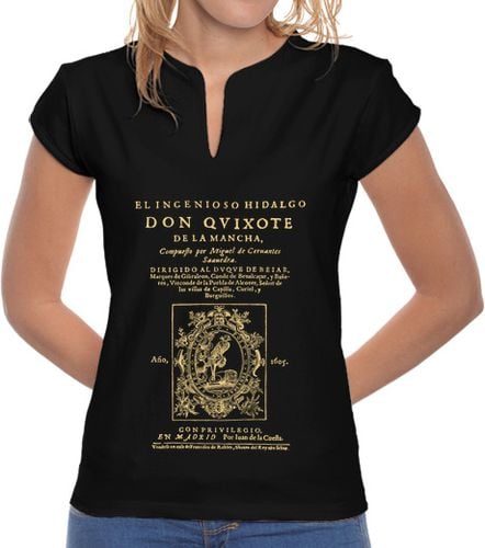 Camiseta Mujer Cuello Mao Cervantes. Don Quijote (dark Tees) laTostadora - latostadora.com - Modalova