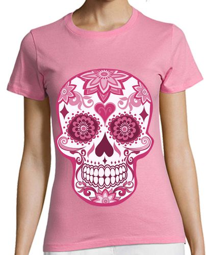 Camiseta mujer Cooltee Calavera floral rosa . Solo disponible en latostadora - latostadora.com - Modalova