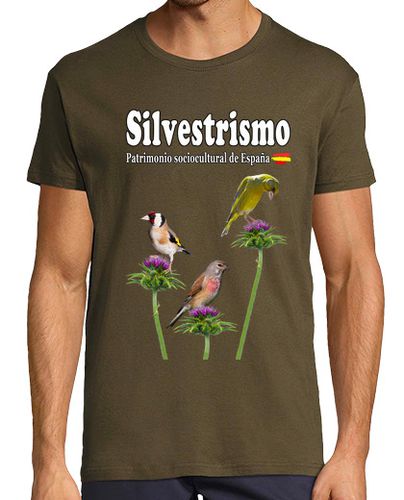 Camiseta Hombre Manga Corta Tres plumas, jilguero, pardeillo, verder laTostadora - latostadora.com - Modalova