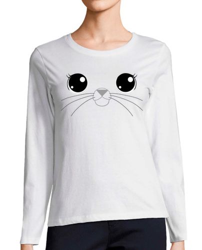 Camiseta Mujer Manga Larga Selkie bigotes, manga larga, blanco laTostadora - latostadora.com - Modalova