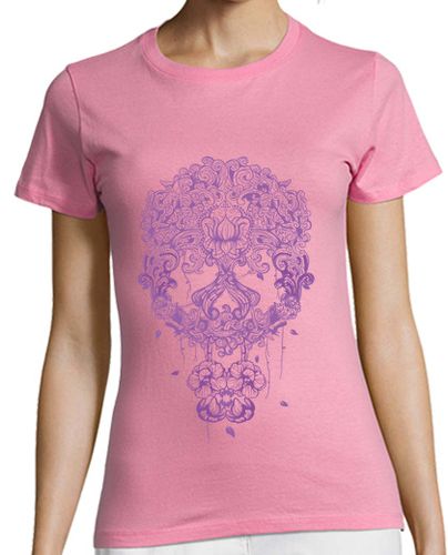 Camiseta Mujer Manga Corta Calavera mexicana en color lila laTostadora - latostadora.com - Modalova