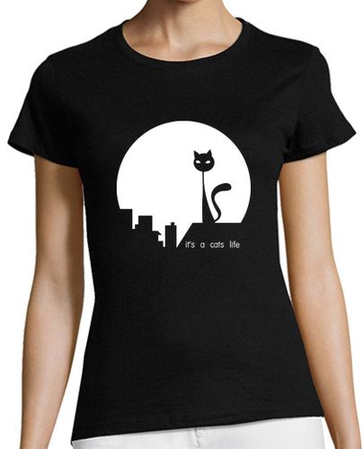 Camiseta Mujer Manga Corta Cat Life black laTostadora - latostadora.com - Modalova