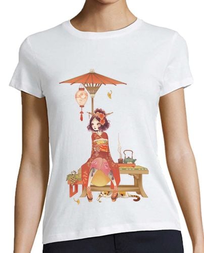 Camiseta Mujer Manga Corta kokeshi otoño sin marco laTostadora - latostadora.com - Modalova