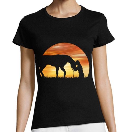 Camiseta Mujer Manga Corta caballo amor ocaso sombra niña con laTostadora - latostadora.com - Modalova