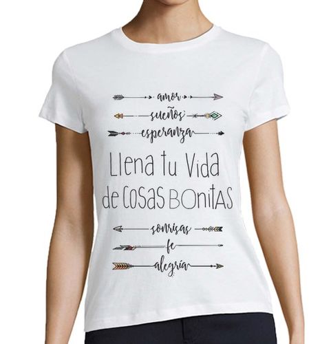 Camiseta Mujer Manga Corta Camiseta Llena tu vida de cosas bonitas - estilo béisbol laTostadora - latostadora.com - Modalova