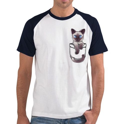 Camiseta Hombre Estilo Béisbol bolsillo lindo gato siamés - béisbol de los hombres laTostadora - latostadora.com - Modalova