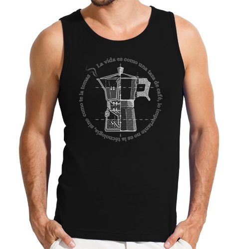 Camiseta Hombre Sin Mangas Cafetera diseño negativo. Hombre, sin mangas, negra laTostadora - latostadora.com - Modalova